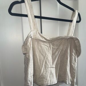 Square Neck Linen Fold-Over Tank Top